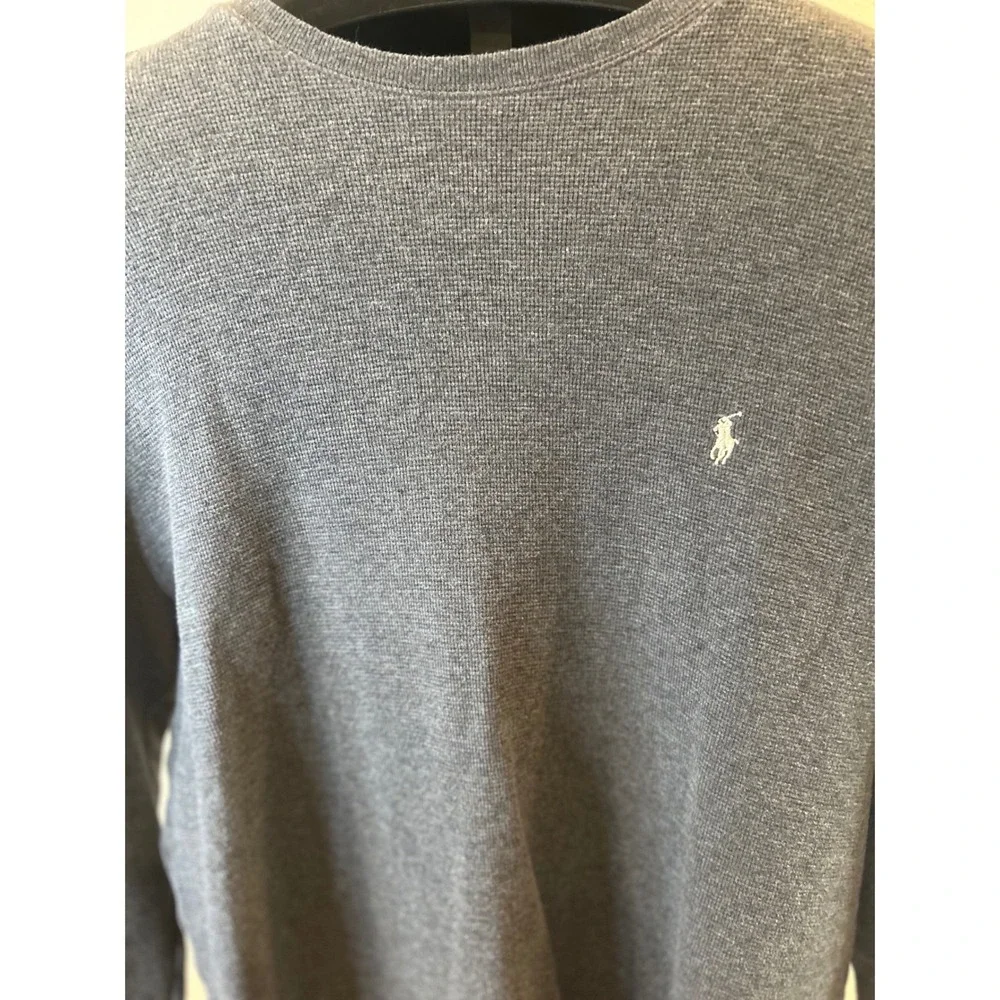 Polo Ralph Lauren Men's Gray Waffle Knit‎ Long Sleeve Sleepwear Shirt Size XL